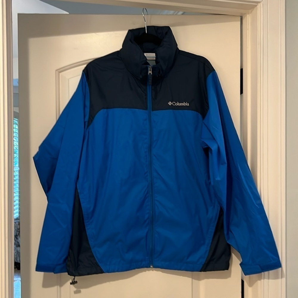 Columbia Windbreaker Jacket Full-Zip Men's M Omni-Shield Blue Nylon Euc!